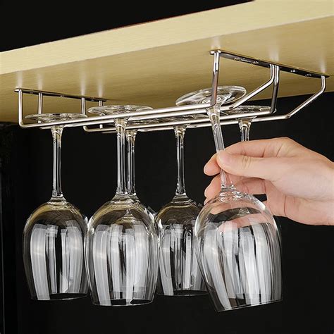 under cabinet wine glass rack stainless steel|hanging wine glass storage racks.